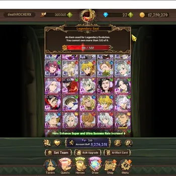 The Seven Deadly Sins: Grand Cross Accounts Endgame Global|5,2M CC|LS 116|9 LR, 13 UR + Collab