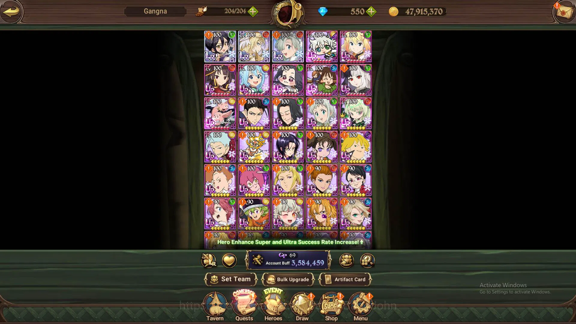 The Seven Deadly Sins: Grand Cross Accounts Others GLOBAL|3.5M CC|DM 550|3LR Merlin,Brunhild,Elizabeth|Full Konosuba|UR 10