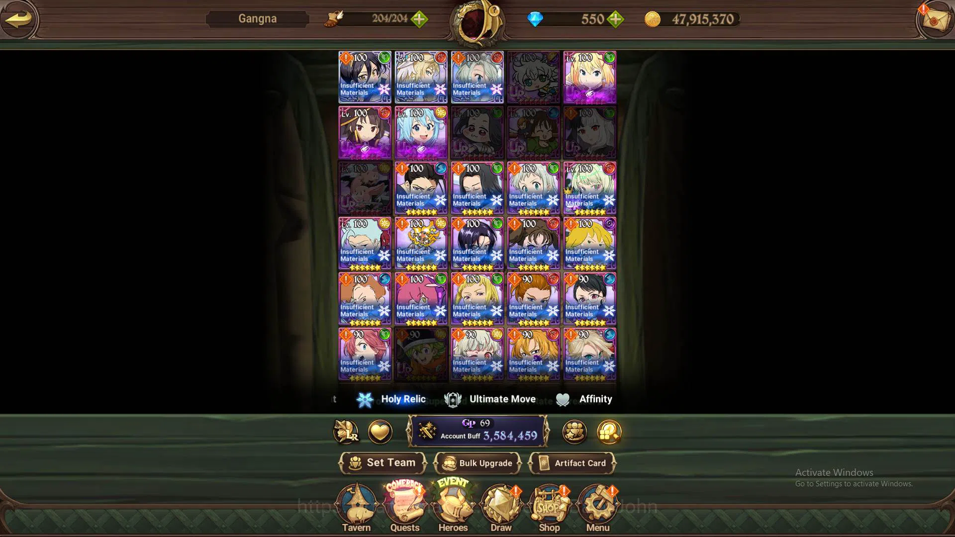 The Seven Deadly Sins: Grand Cross Accounts Others GLOBAL|3.5M CC|DM 550|3LR Merlin,Brunhild,Elizabeth|Full Konosuba|UR 11