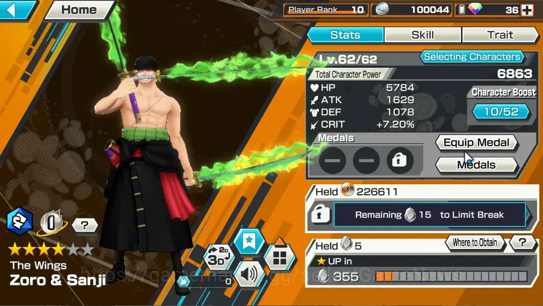 One Piece Bounty Rush Accounts Global|1 EX|The Wings Zoro & Sanji|Rank 10|Android image 5