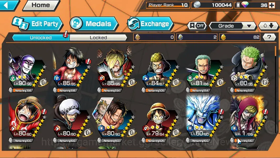 One Piece Bounty Rush Accounts Global|1 EX|The Wings Zoro & Sanji|Rank 10|Android image 6