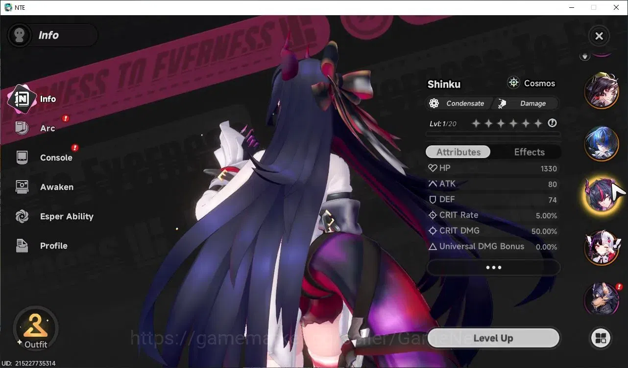 Neverness to Everness Accounts GLOBAL EU|HL 3|4 SSR 3 Limited [Shinku,Lacrimosa,Hotori] |Overcast Glider+2 S-Class Selectr 3