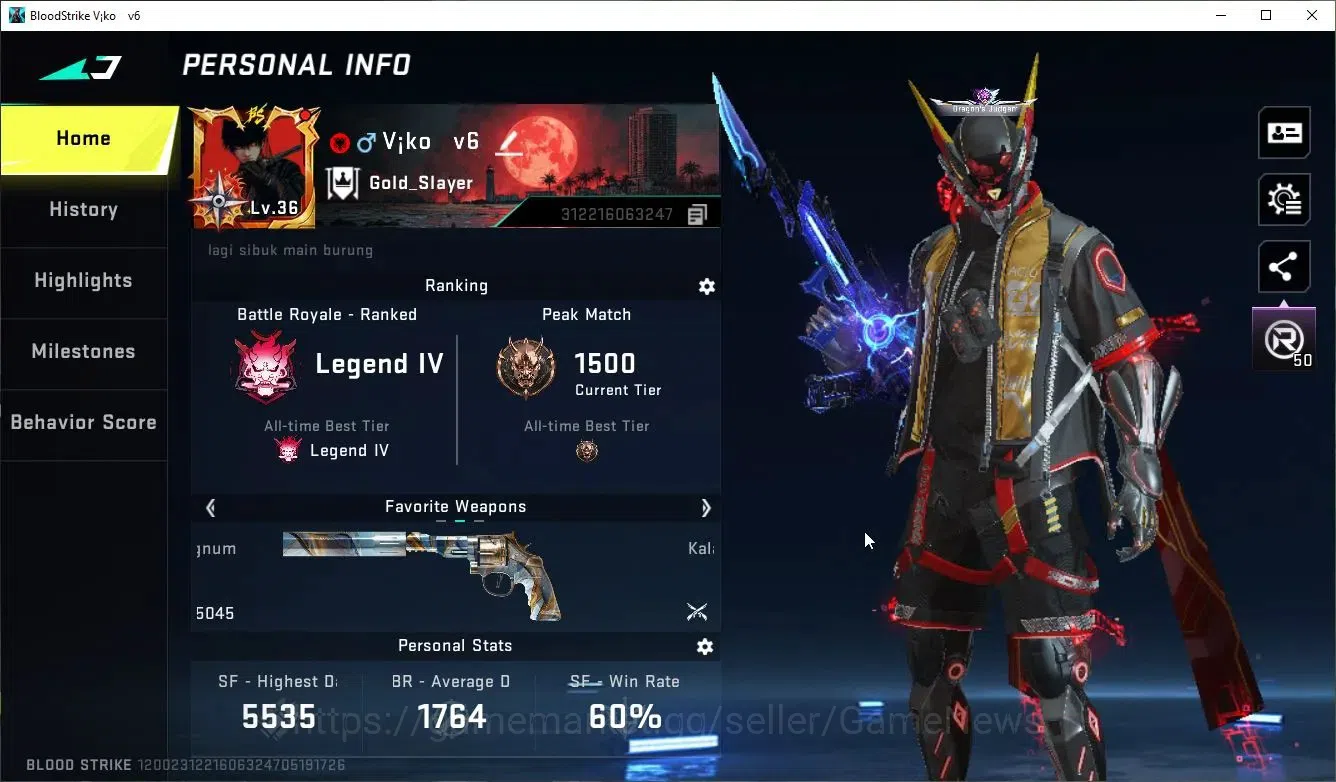 Blood Strike Accounts ASIA|Collab 7DS[Kar98k,QBZ95]+9 ULTRA[Ethan,Hank,S image 2