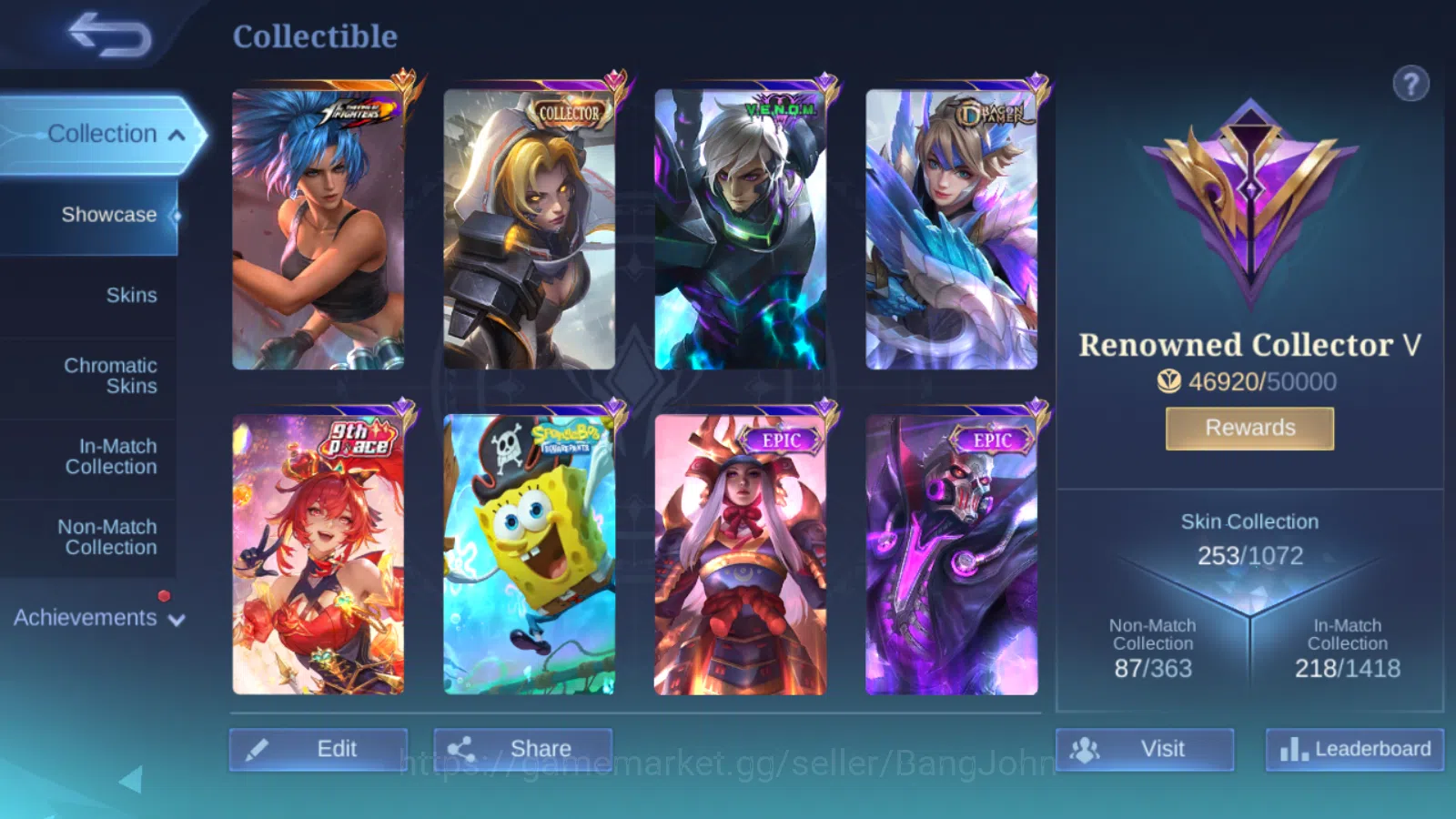Mobile Legends: Bang Bang Accounts Others Hero 131 | Skin 253 | IMMORTAL | KOF Karina | Collector Natalia | Peace Fanny 4