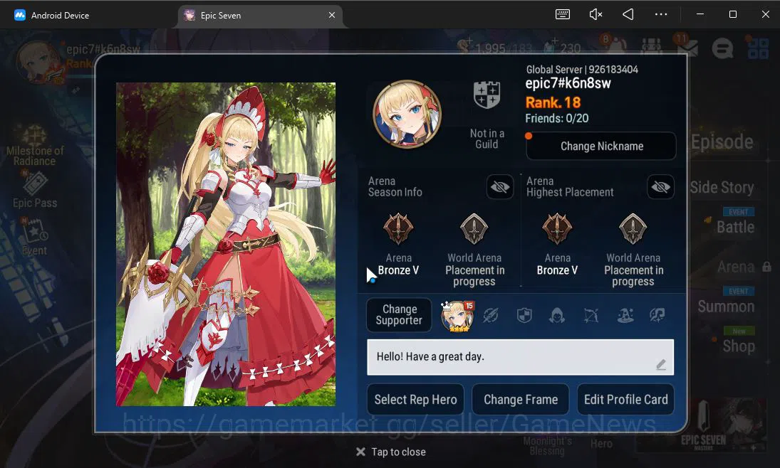 Epic Seven Accounts Starter GLOBAL UnVerif|Starter|1 ML (LionHeart Cermia)+Lilias,Landy,Lidica,Etc|Poh ON|1,9K Energy+1,2K 2