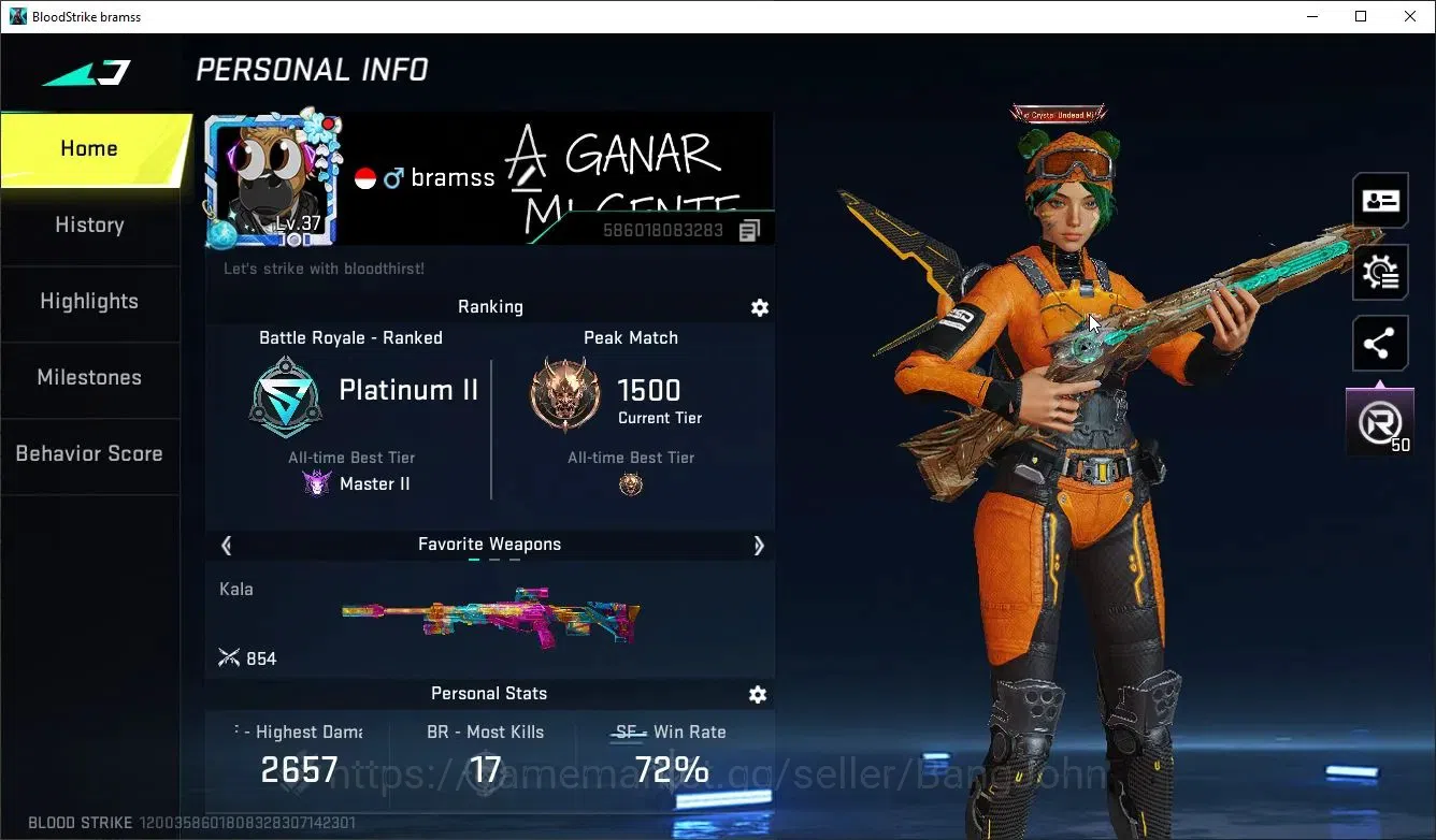 Blood Strike Accounts High-End ASIA | Eternal M1887-Natherflame | Ultra QBZ95-Endless | 7 Legendary Guns | Ultra 1