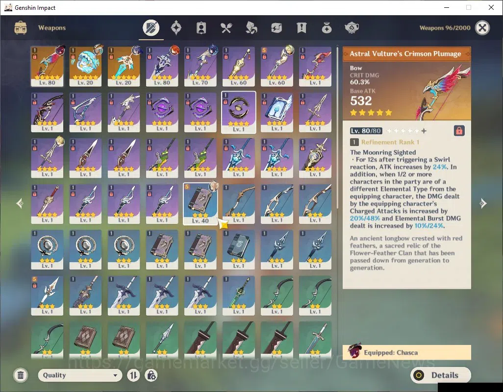 Genshin Impact Accounts ASIA|AR 45|2 Limited + 3 (*5Weapon)|Mavuika,Chasca image 4