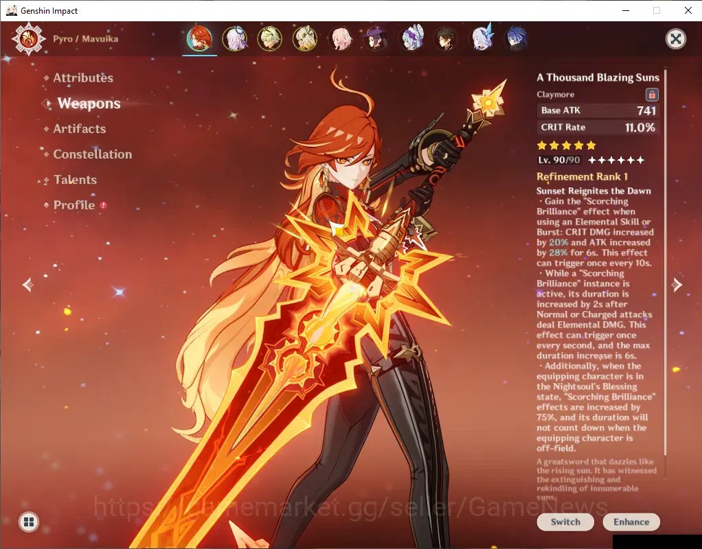 Genshin Impact Accounts ASIA|AR 57|PremTeam Mavu|10 Limit+ 8 (*5Wep)|(Flin image 3