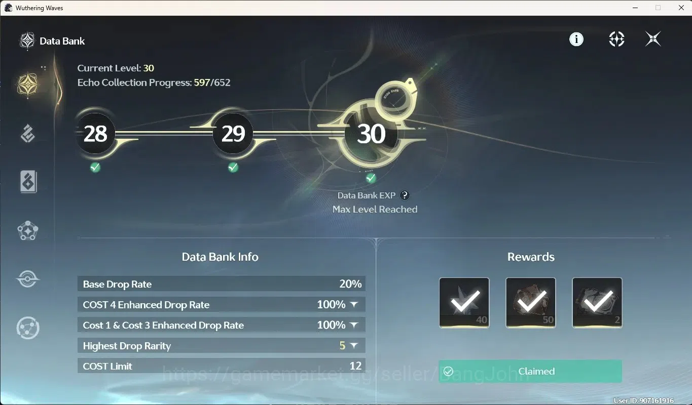 Wuthering Waves Accounts Starter SEA|UL60|Rank6|4 Char Limited [Aemeath RC1,Lupa,Mornye RC2,Lucy]+Sign,Rebecca|Mc 11