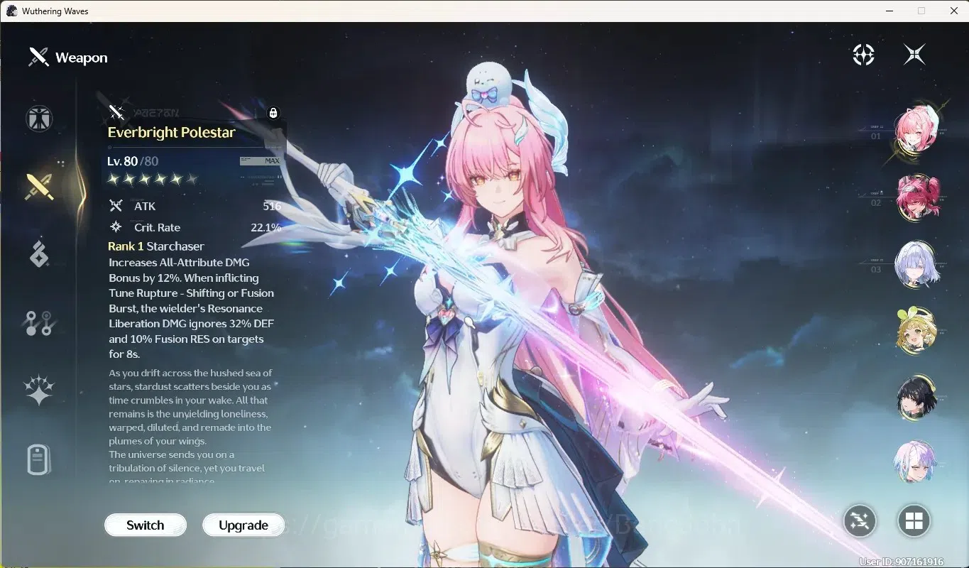 Wuthering Waves Accounts Starter SEA|UL60|Rank6|4 Char Limited [Aemeath RC1,Lupa,Mornye RC2,Lucy]+Sign,Rebecca|Mc 4