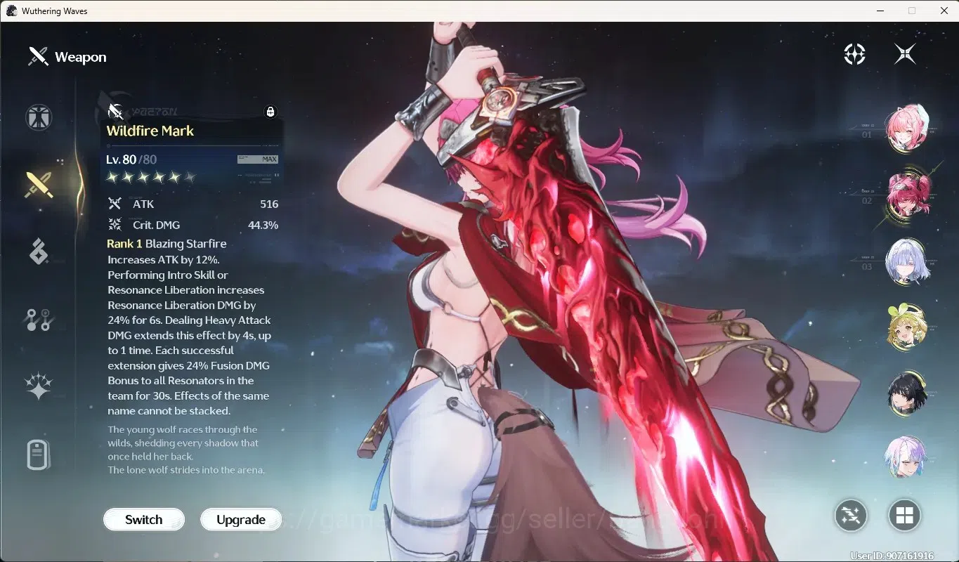 Wuthering Waves Accounts Starter SEA|UL60|Rank6|4 Char Limited [Aemeath RC1,Lupa,Mornye RC2,Lucy]+Sign,Rebecca|Mc 6
