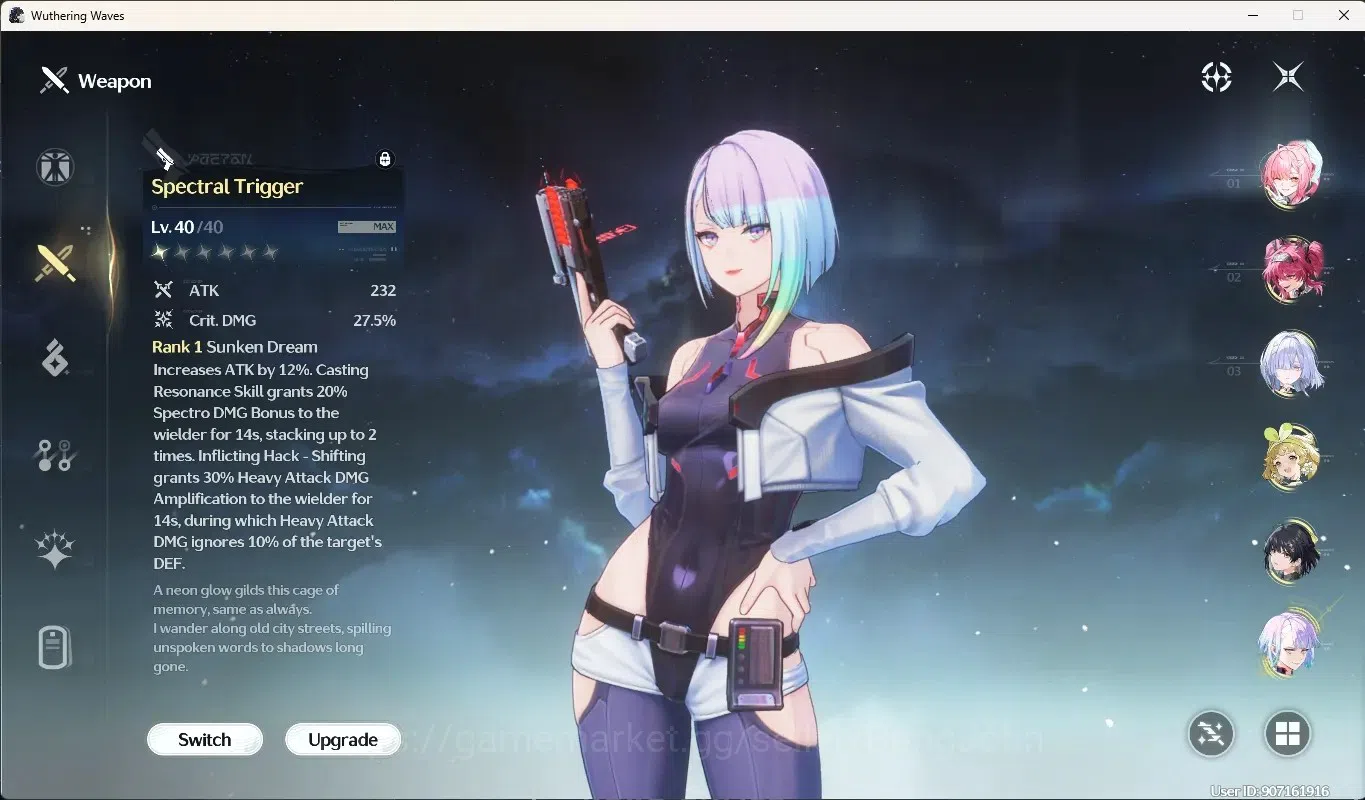 Wuthering Waves Accounts Starter SEA|UL60|Rank6|4 Char Limited [Aemeath RC1,Lupa,Mornye RC2,Lucy]+Sign,Rebecca|Mc 9