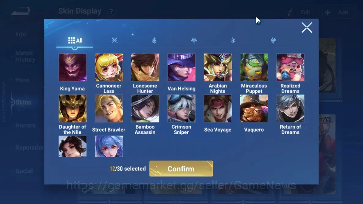Honor of Kings Accounts Rare Skin Hero 113 Skin 79|Flawless Arli|AOT Mayene,Bleach HouYi,Legend(HouYi,Musashi,Di 9