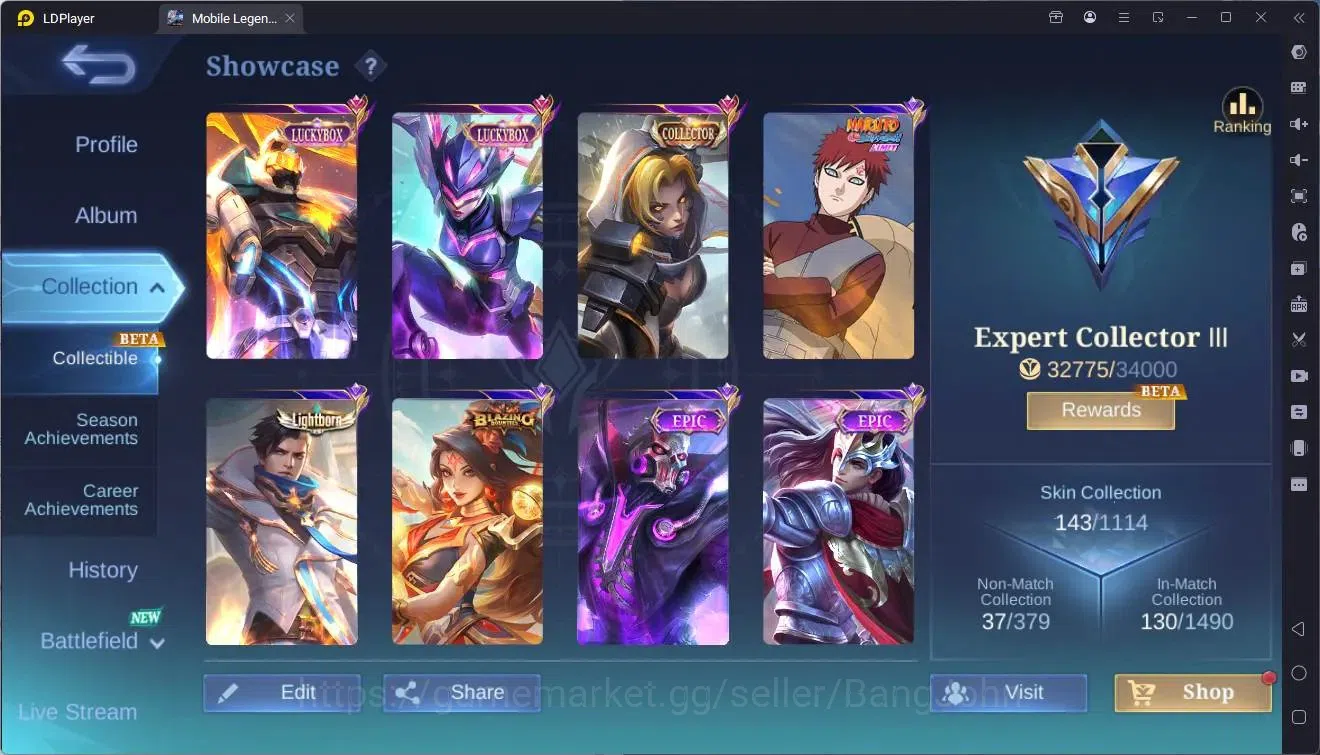 Mobile Legends: Bang Bang Accounts Global |Hero 85|Skin 143|Expert|Luckybox Gatot,Kar image 2