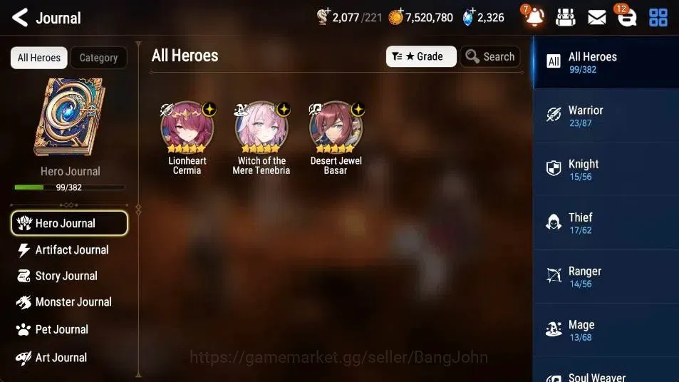 Epic Seven Accounts Limited Hero Global Unverif | 3 ML(L Cermia,WOTM Tenebria,DJ Basar)|PoH+Bless ON|SS 2.3K|Gold 3