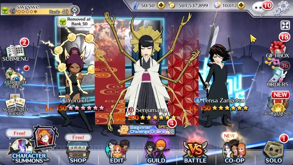 Bleach: Brave Souls Accounts Starter Global |61K BP+10K Orb |Fresh Story|Senjumaru TYBW25|Tensa Zangetsu|Yoruichi TYBW|Aizen 1