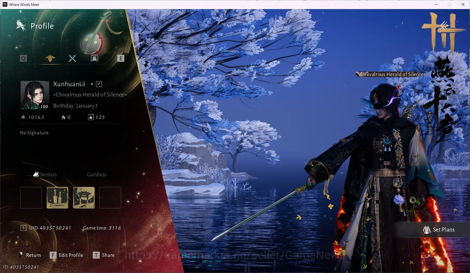 Where Winds Meet Accounts GLOBAL|Lv 100|33k GS|1 HC|Sword of One FVX|Strokes of Grace ,Shadow Sash (Face), Blazing 1