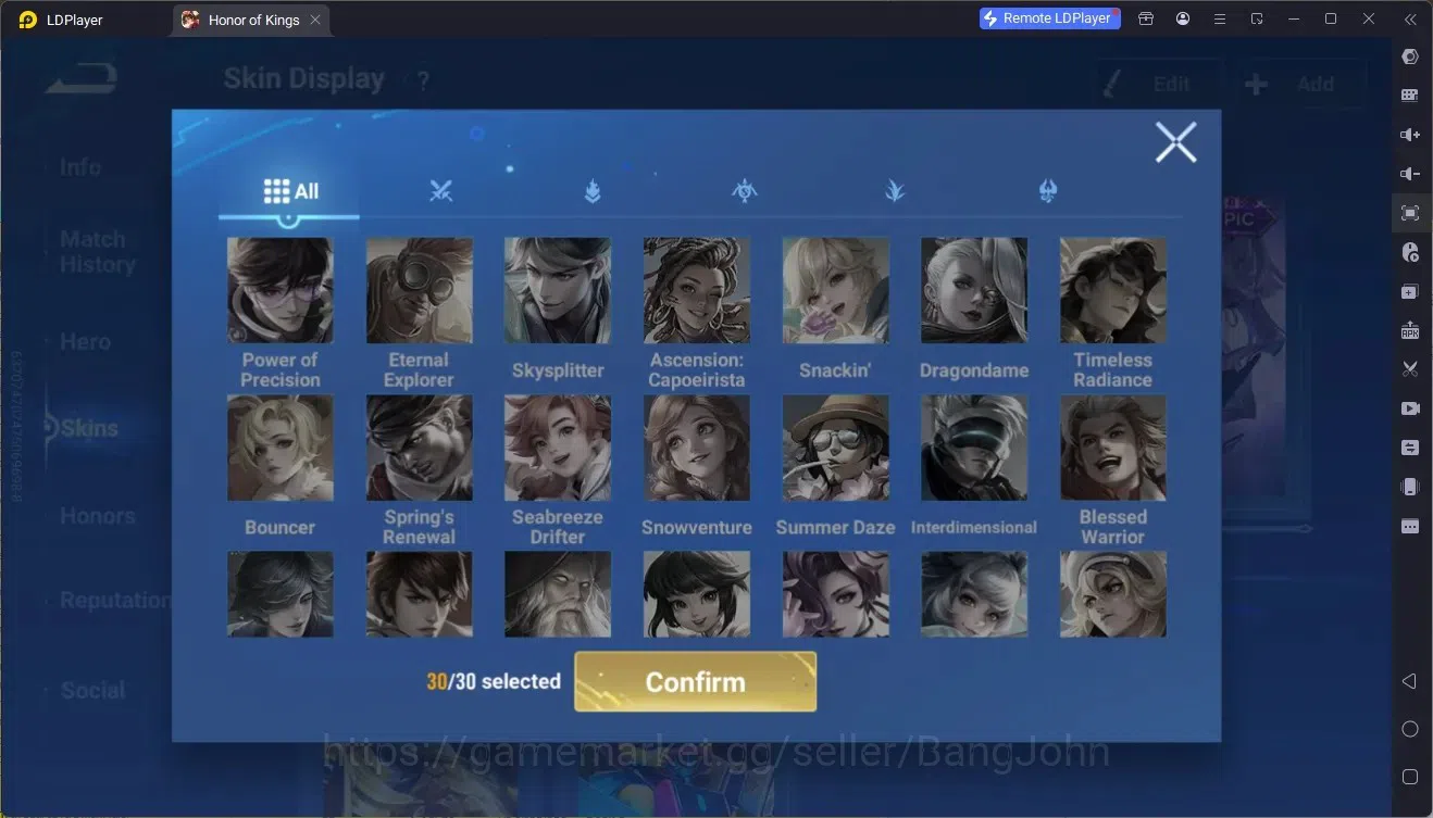 Honor of Kings Accounts Rare Skin Global|111H 122S|Lny Lam, Lny Consort Yu,Lny DaQiao,ShanHai Yao,ShanHai Yaria,JJK Garo,And 10
