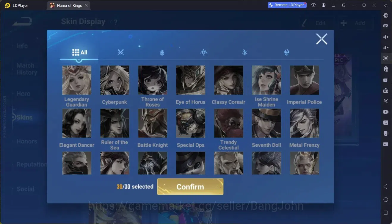 Honor of Kings Accounts Rare Skin Global|111H 122S|Lny Lam, Lny Consort Yu,Lny DaQiao,ShanHai Yao,ShanHai Yaria,JJK Garo,And 11