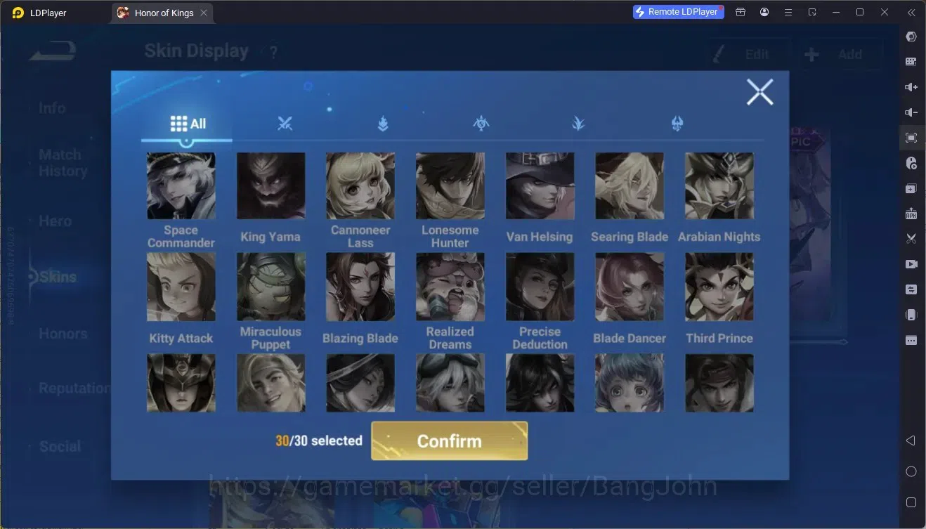 Honor of Kings Accounts Rare Skin Global|111H 122S|Lny Lam, Lny Consort Yu,Lny DaQiao,ShanHai Yao,ShanHai Yaria,JJK Garo,And 12