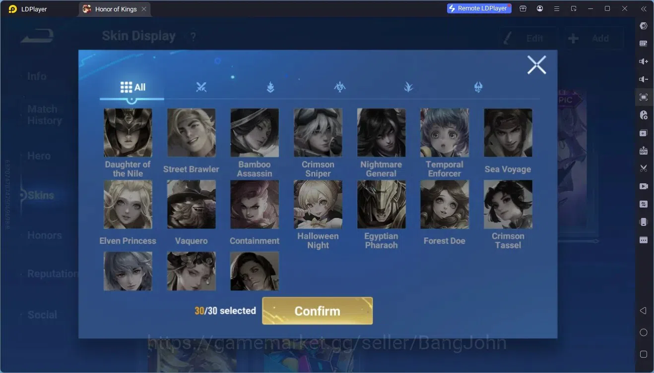 Honor of Kings Accounts Rare Skin Global|111H 122S|Lny Lam, Lny Consort Yu,Lny DaQiao,ShanHai Yao,ShanHai Yaria,JJK Garo,And 13