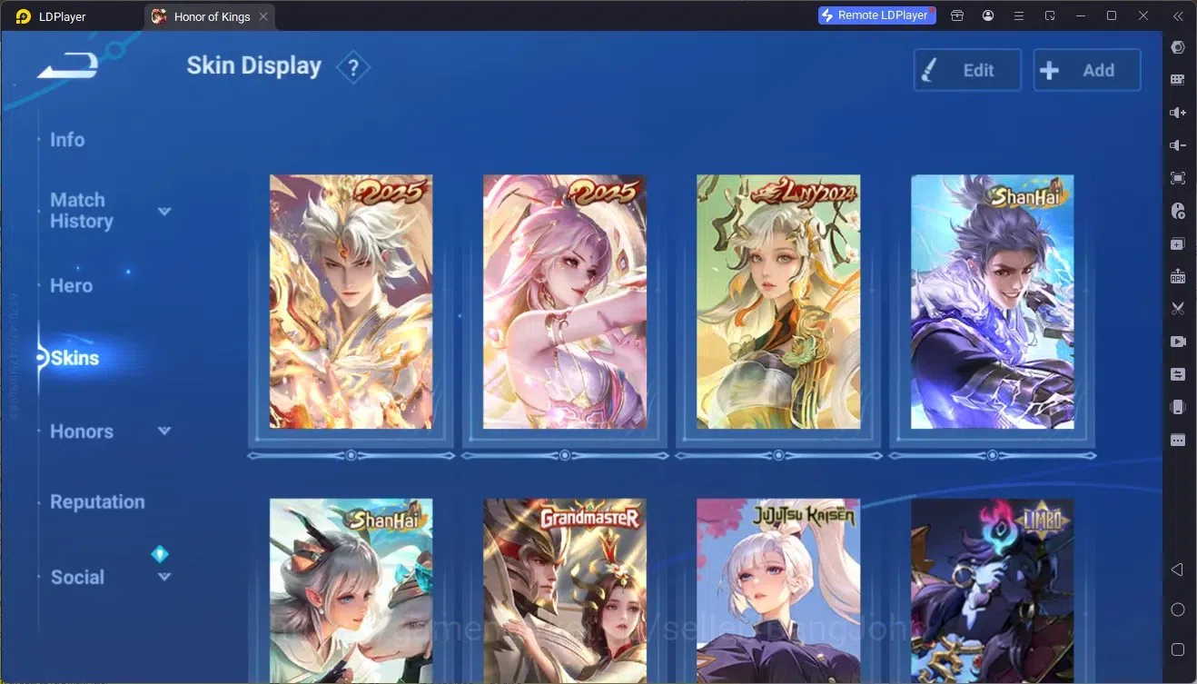 Honor of Kings Accounts Rare Skin Global|111H 122S|Lny Lam, Lny Consort Yu,Lny DaQiao,ShanHai Yao,ShanHai Yaria,JJK Garo,And 3
