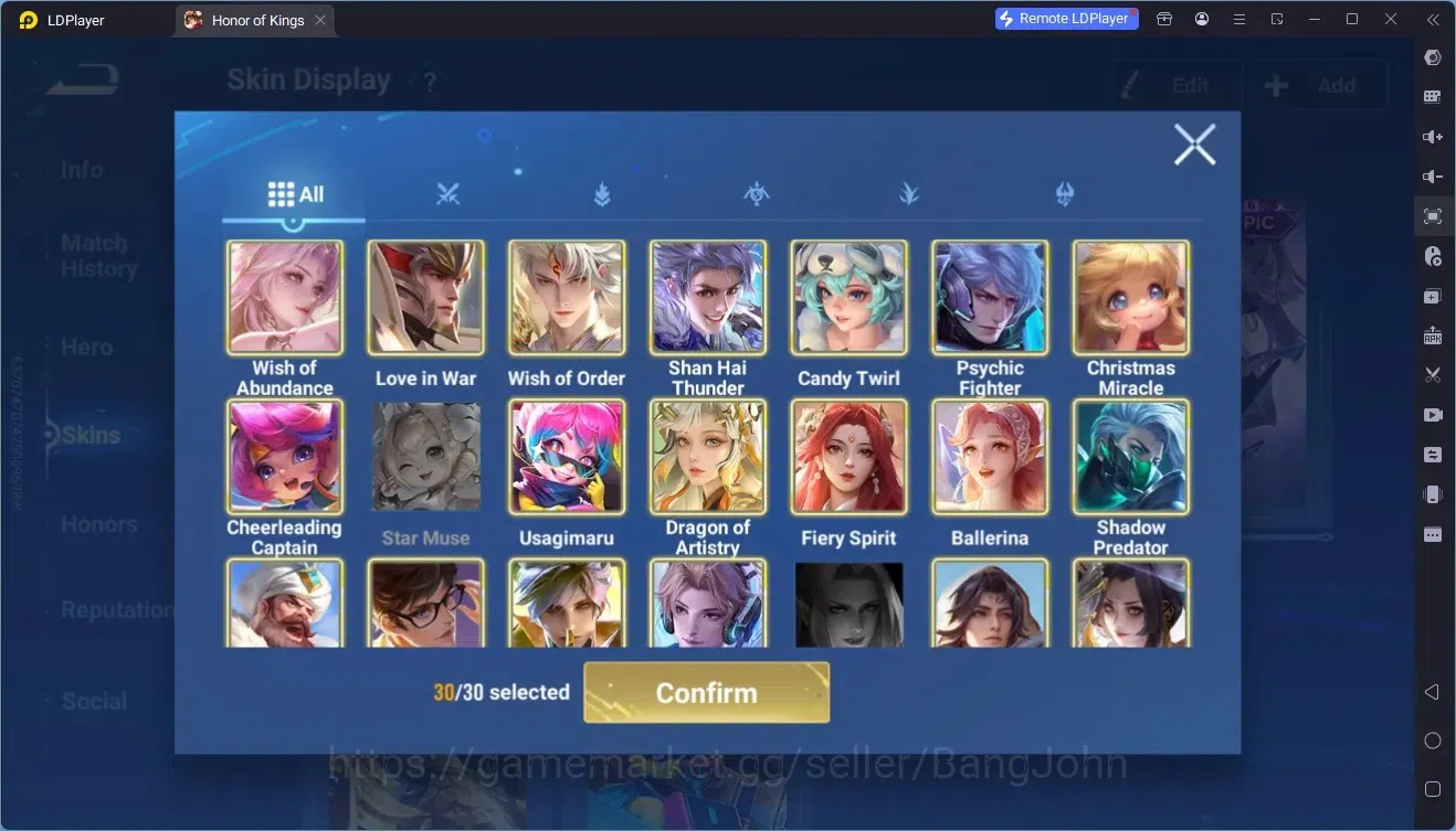 Honor of Kings Accounts Rare Skin Global|111H 122S|Lny Lam, Lny Consort Yu,Lny DaQiao,ShanHai Yao,ShanHai Yaria,JJK Garo,And 7