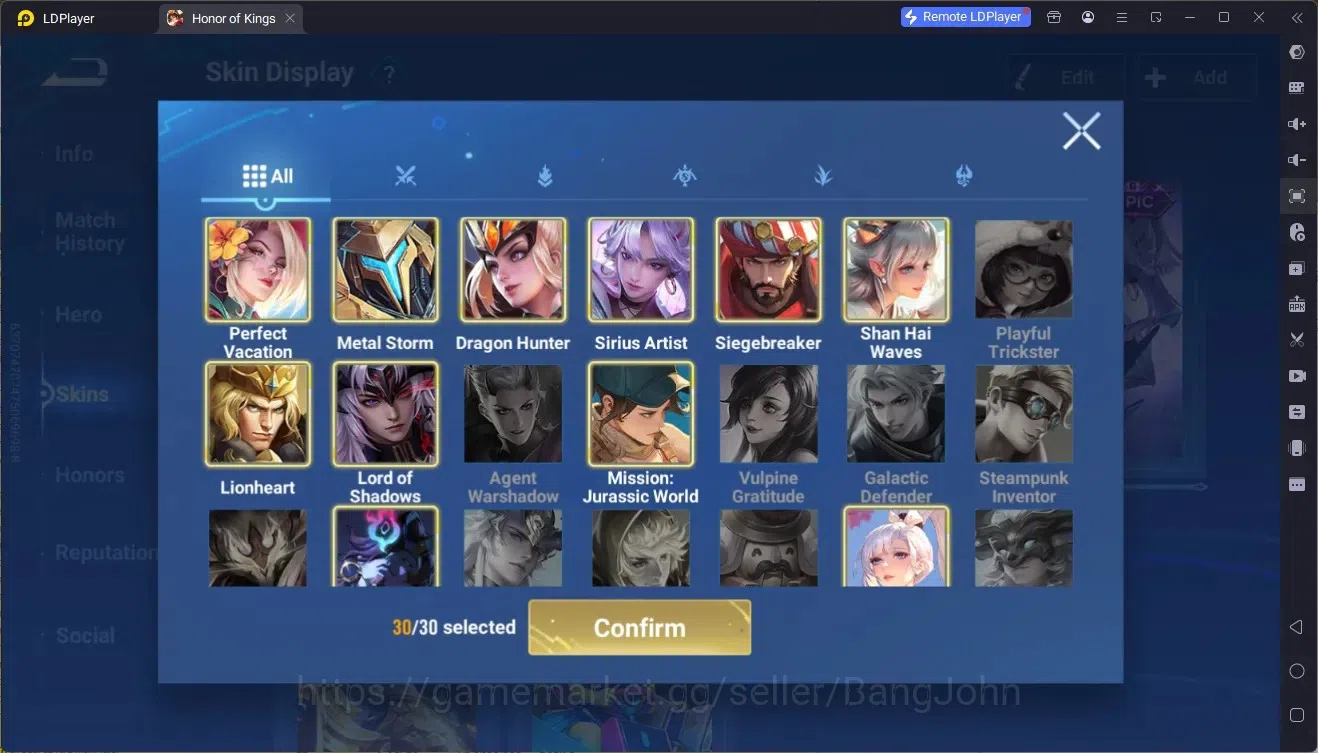 Honor of Kings Accounts Rare Skin Global|111H 122S|Lny Lam, Lny Consort Yu,Lny DaQiao,ShanHai Yao,ShanHai Yaria,JJK Garo,And 8