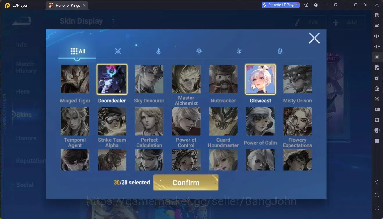 Honor of Kings Accounts Rare Skin Global|111H 122S|Lny Lam, Lny Consort Yu,Lny DaQiao,ShanHai Yao,ShanHai Yaria,JJK Garo,And 9