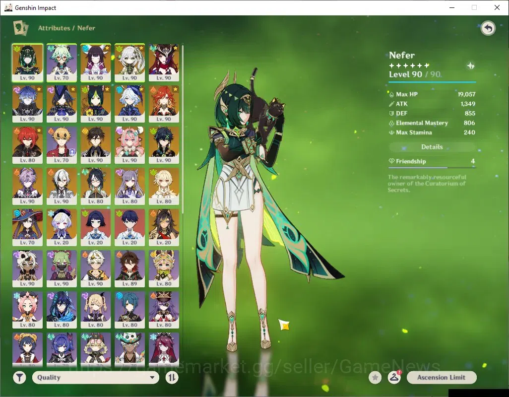 Genshin Impact Accounts ASIA|AR 60|Endgame|14 Limited + 7 (*5Weapon)|Nefer image 3