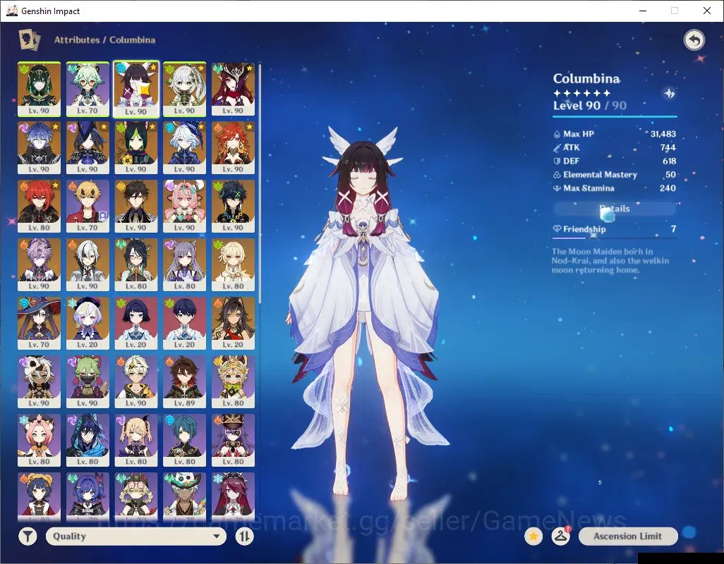 Genshin Impact Accounts ASIA|AR 60|Endgame|14 Limited + 7 (*5Weapon)|Nefer image 4