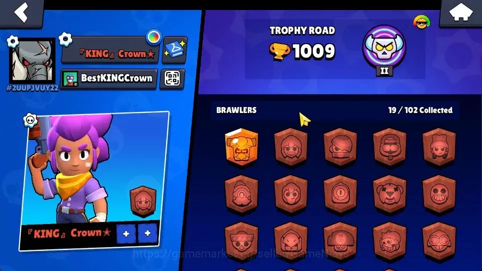 Brawl Stars Accounts 1009 Trophy|15K Bling|19 Brawlers 3 Max Lvl [Shelly,Poco,Mina]|1 Legend Skins (Tusked Nita) 3 Epic|CN 12