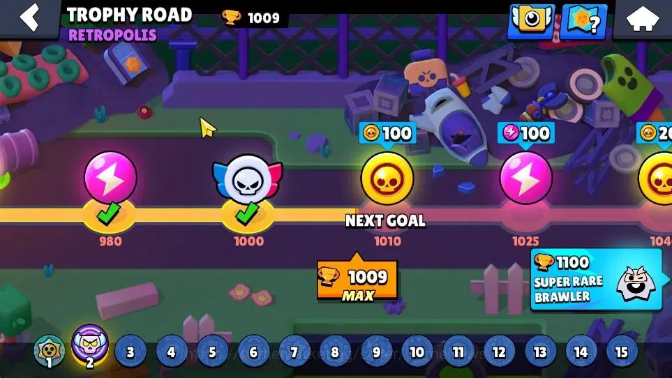 Brawl Stars Accounts 1009 Trophy|15K Bling|19 Brawlers 3 Max Lvl [Shelly,Poco,Mina]|1 Legend Skins (Tusked Nita) 3 Epic|CN 13