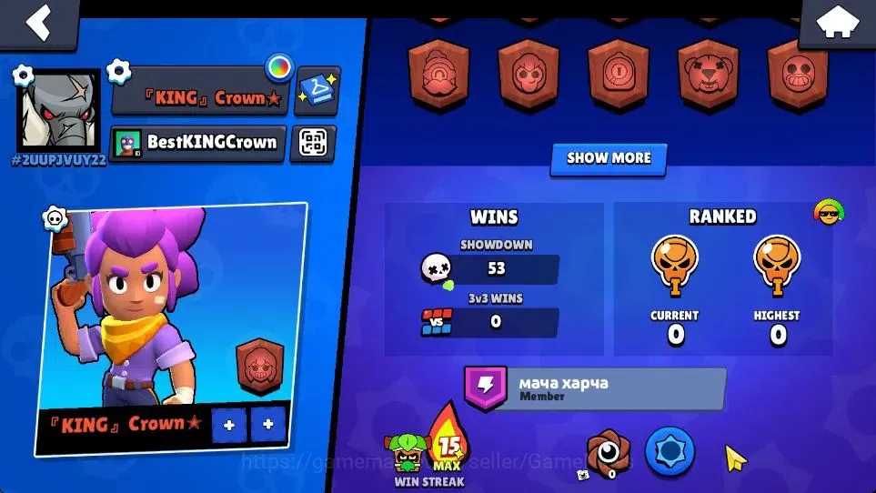 Brawl Stars Accounts 1009 Trophy|15K Bling|19 Brawlers 3 Max Lvl [Shelly,Poco,Mina]|1 Legend Skins (Tusked Nita) 3 Epic|CN 4