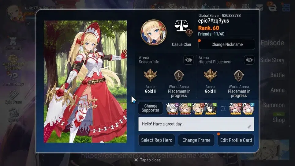 Epic Seven Accounts GLOBAL Unverif|New Era|10 ML(BArunka,LOTScales,Bel image 2