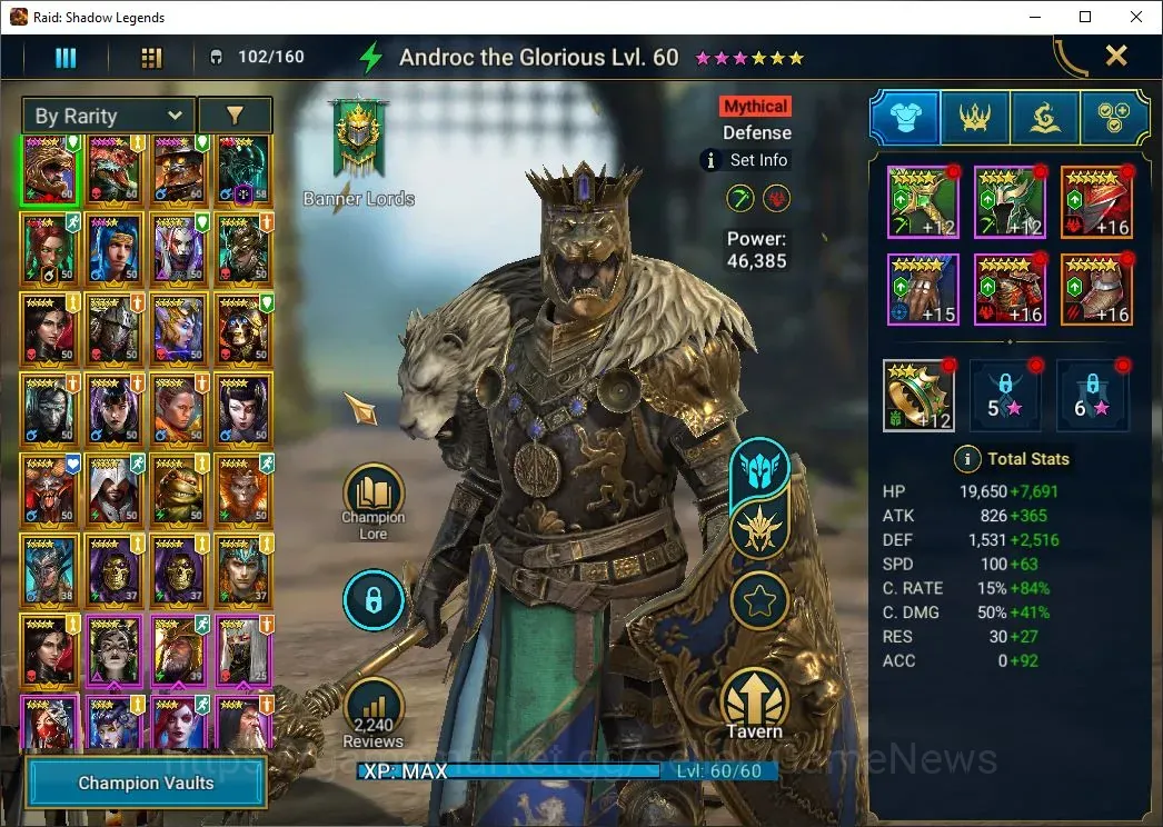 Raid: Shadow Legends Accounts Mid-Game Lv 43|832K Power|1 Mytical(Androc)+24 1