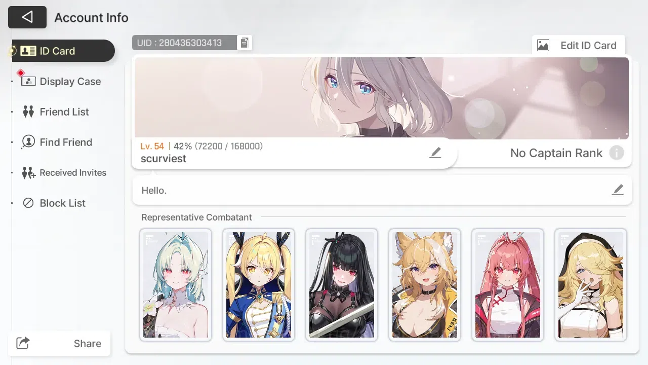 Chaos Zero Nightmare Accounts ASIA | Lvl 54 | 7 SSR | Heidemarie ME2 | Rin ME1 | Orlea ME1 | Selector On | More Details 1