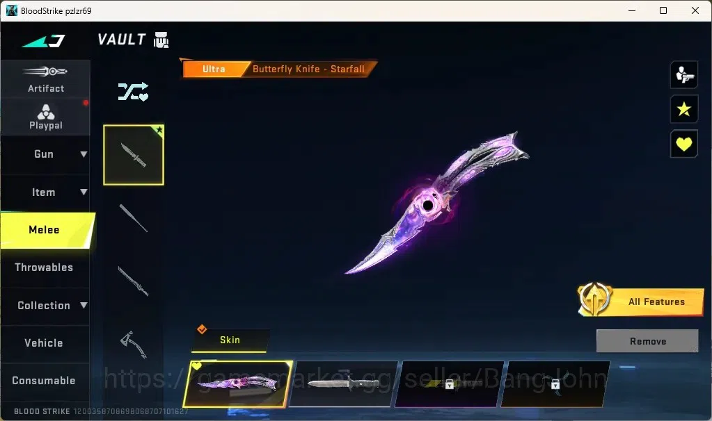 Blood Strike Accounts Others ASIA | 1 ULTRA MELEE: Butterfly Knife - Starfall | 1 TR Gun: MCX| 1 ULTRA Gun | 1 Epic Name 7