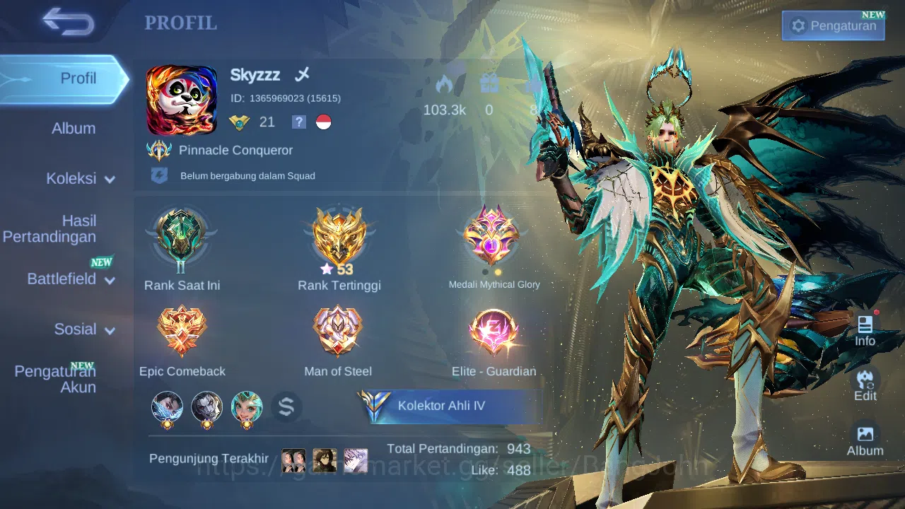 Mobile Legends: Bang Bang Accounts Hero 49 Skin 89 | Prime Granger | KOF Karina | Luc image 1