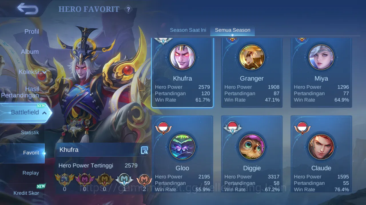 Mobile Legends: Bang Bang Accounts Hero 49 Skin 89 | Prime Granger | KOF Karina | Luc image 13