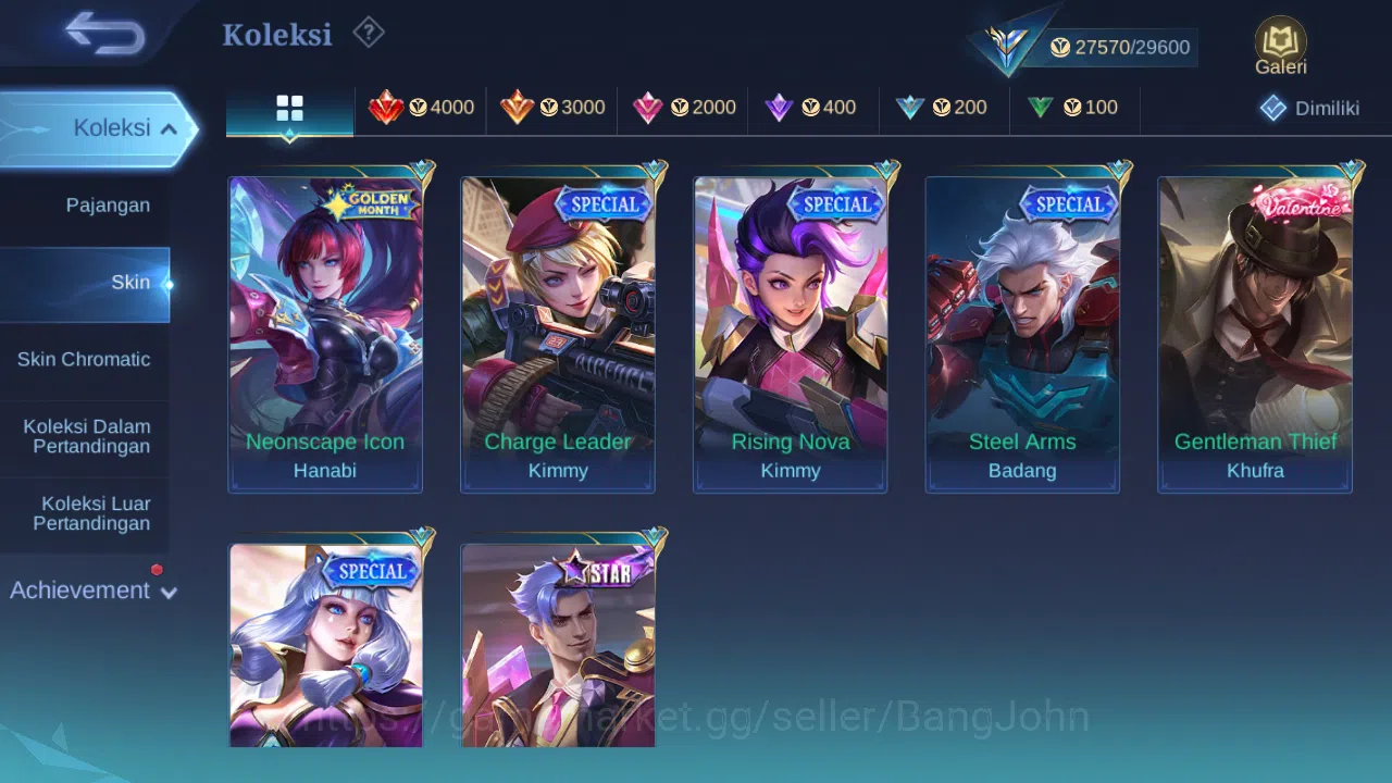 Mobile Legends: Bang Bang Accounts Hero 49 Skin 89 | Prime Granger | KOF Karina | Luc image 7