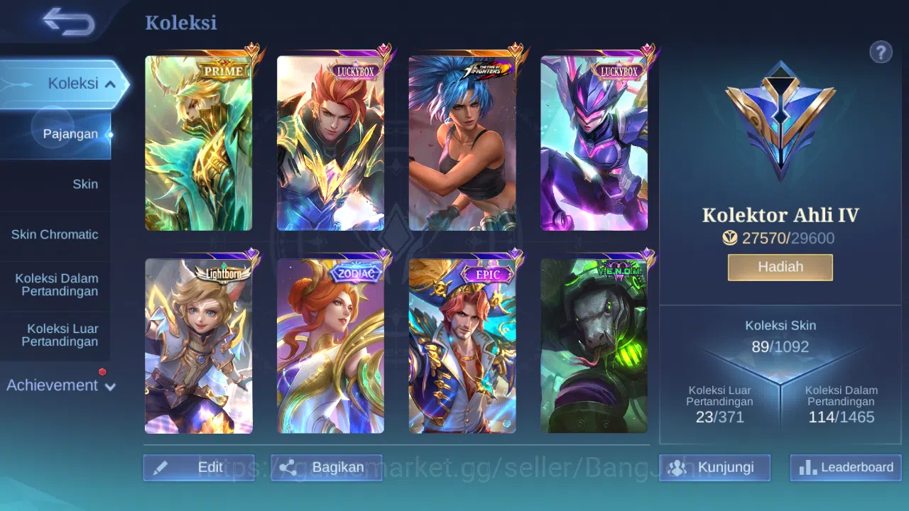 Mobile Legends: Bang Bang Accounts Hero 49 Skin 89 | Prime Granger | KOF Karina | Luc image 8