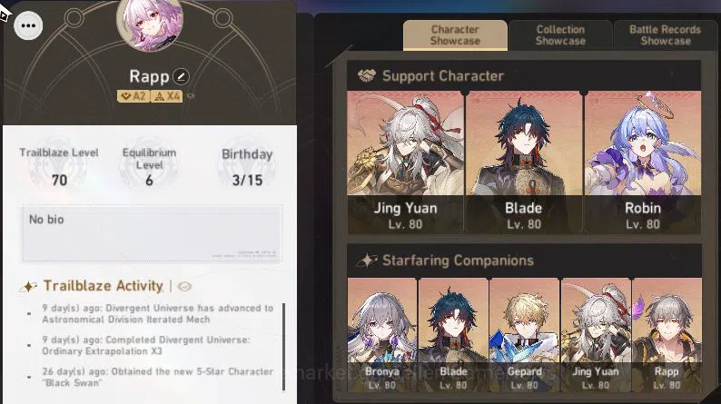 Honkai Star Rail Accounts Asia|TL 70|DOT Prem Team|13 Limited|[Evernight,Jin image 2