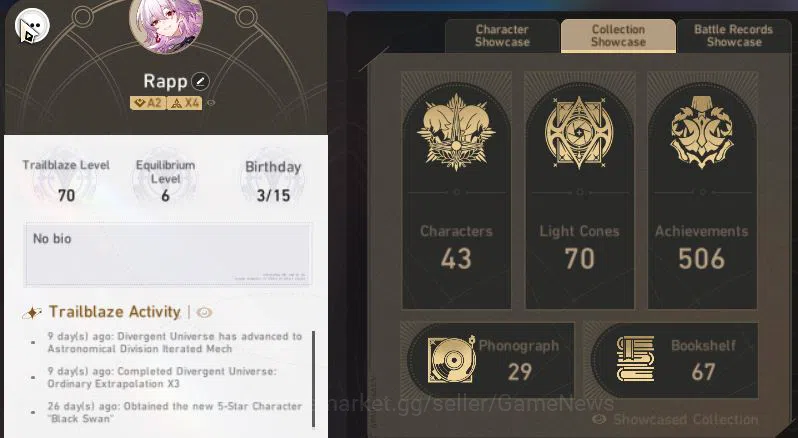 Honkai Star Rail Accounts Asia|TL 70|DOT Prem Team|13 Limited|[Evernight,Jin image 3