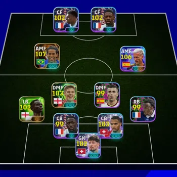 eFootball Accounts Mid-Tier Ronaldinho 107 I Olmo 106 I France Pack I Saka 102 I Lamin 103 I Messi 103 I Only Konami linked