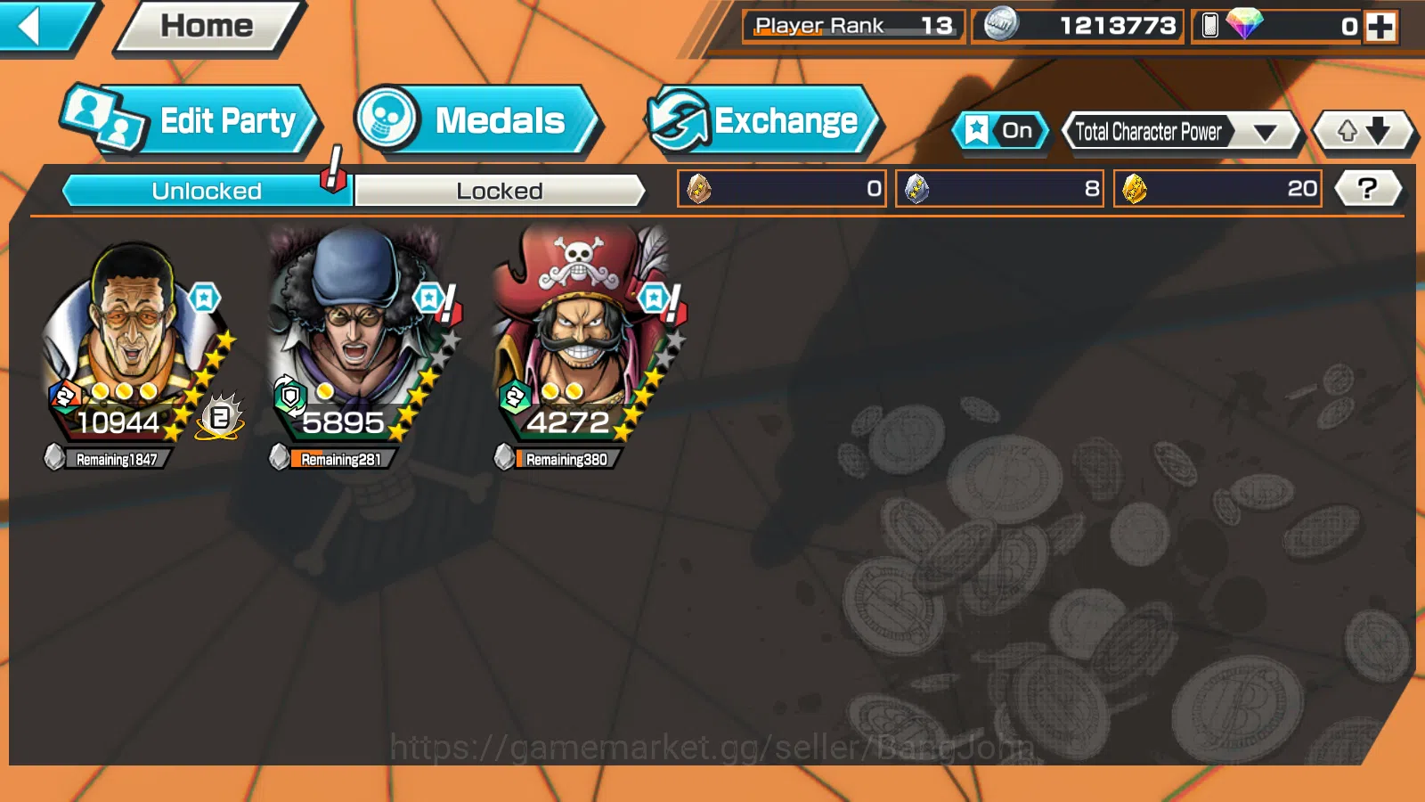 One Piece Bounty Rush Accounts "GLOBAL 3EX|1MAX |SK Borsalino,BB KUZAN,KOTP Gol D image 4