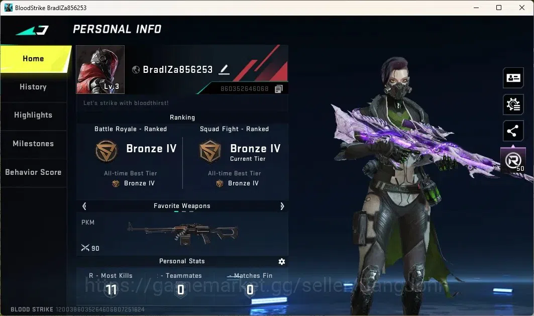Blood Strike Accounts Others ASIA | 1 Eternal Gun: Kala-Whisper|1 Legendary Gun|1 Epic Name Changing Card|Check SS BS2347B 1