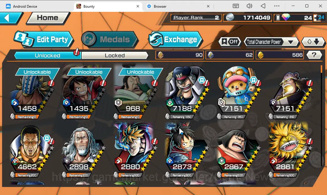One Piece Bounty Rush Accounts Global|4 EX|Ama no Borsalino,BP Kuzan,G5 Monkey D  image 5