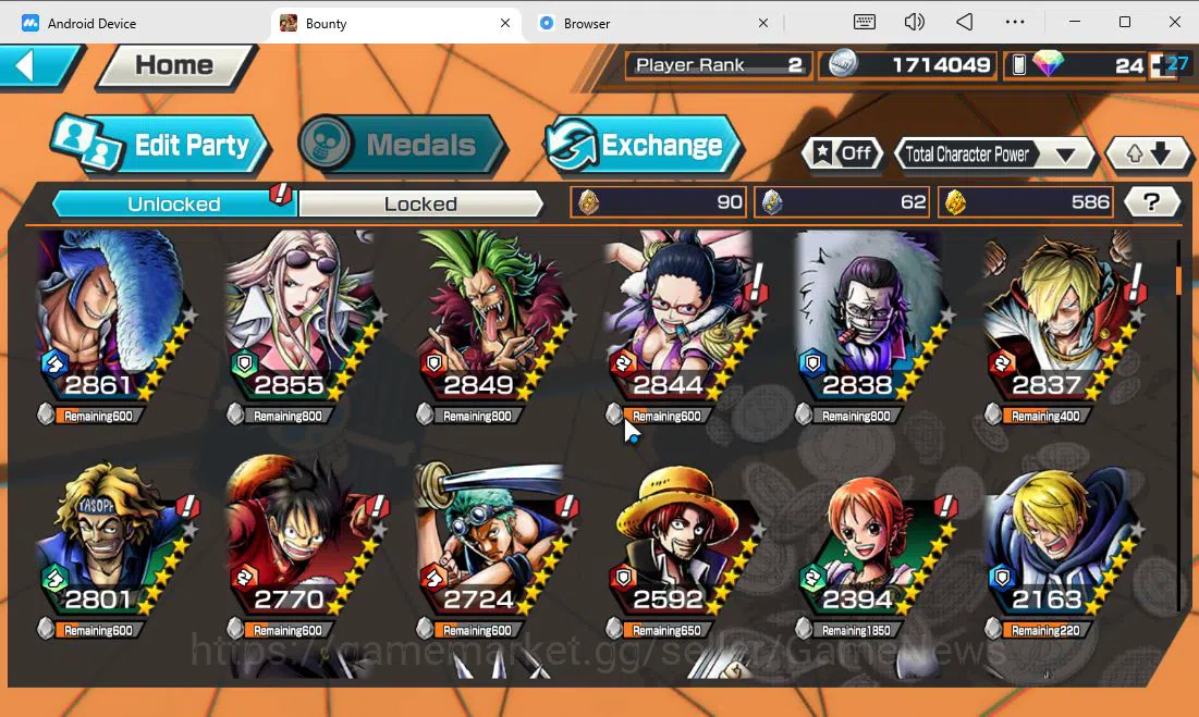 One Piece Bounty Rush Accounts Global|4 EX|Ama no Borsalino,BP Kuzan,G5 Monkey D  image 6