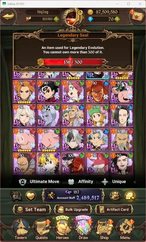 The Seven Deadly Sins: Grand Cross Accounts ASIA |2,4M CC|136 LS|LR Mesis 1/6|UR Menor 2/6,KD  image 7